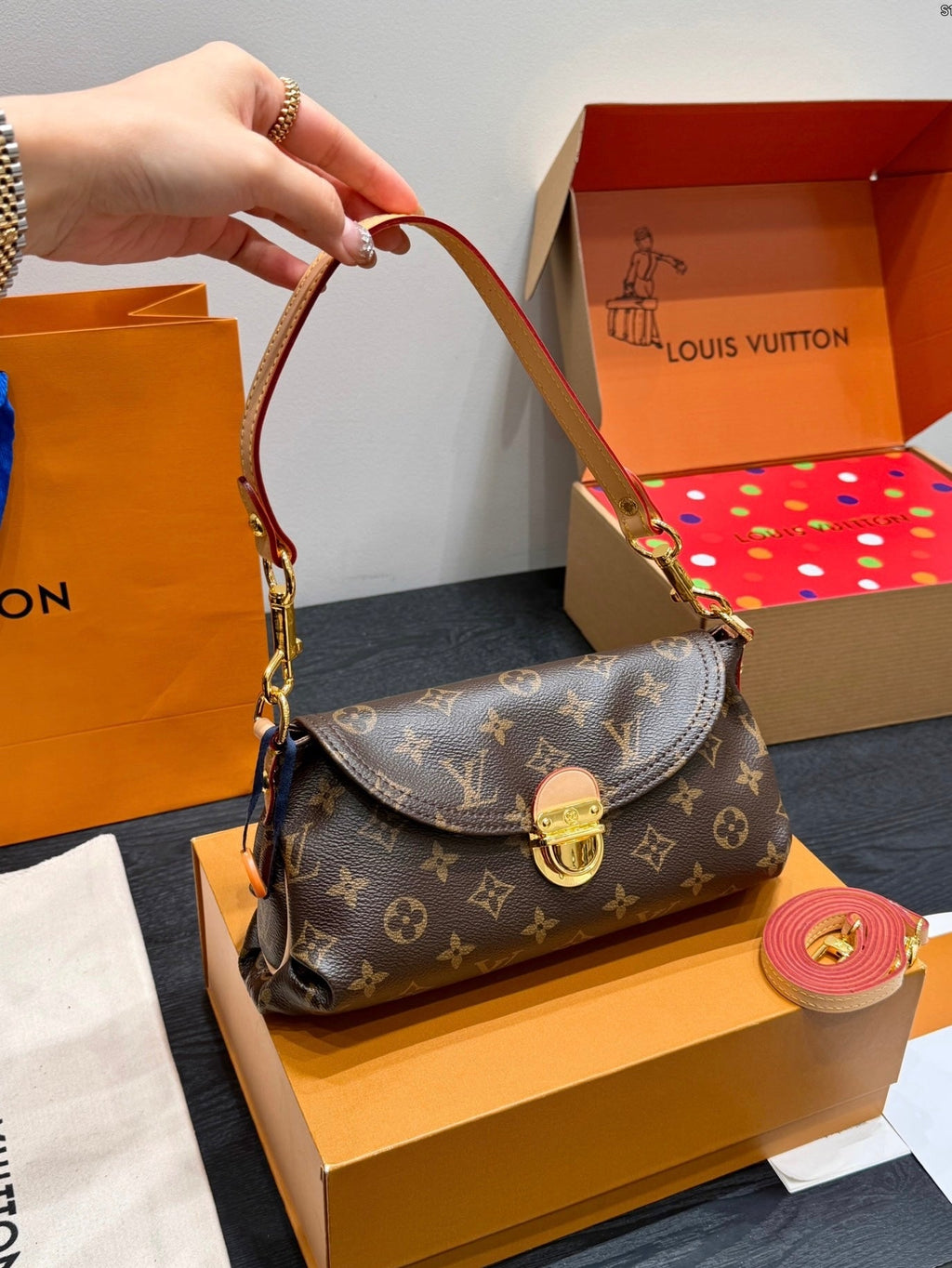 LV Pochette Métis Monogram Canvas Handle Crossbody Bag with Leather Trim and Shoulder Strap